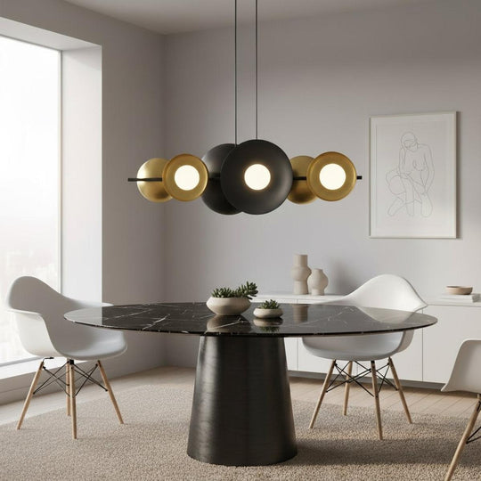 Volum takpendel 6-lys-Takpendler-Emibig-Svart / Gullfarget-1483/6-Lightup.no