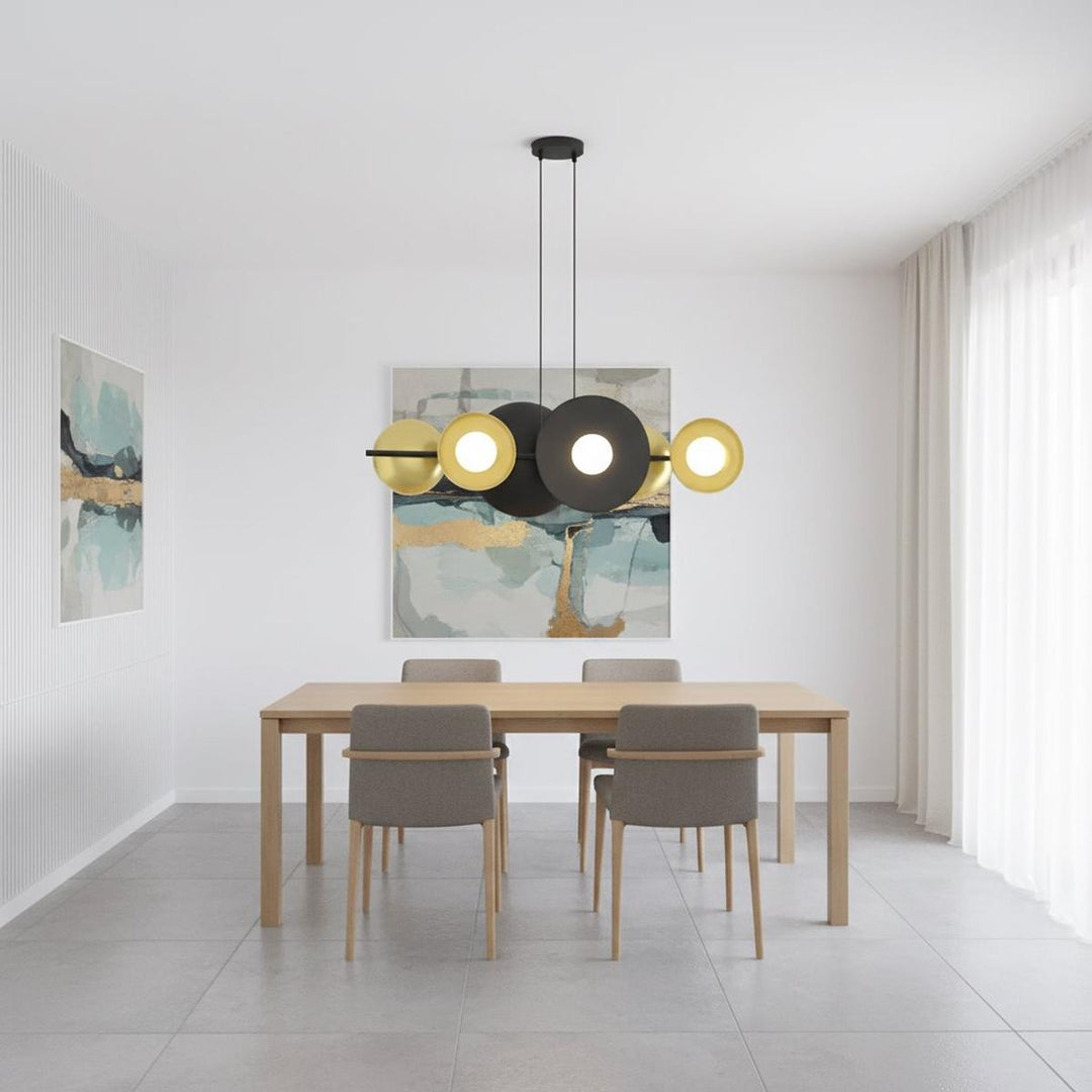 Volum takpendel 6-lys-Takpendler-Emibig-Svart / Gullfarget-1483/6-Lightup.no