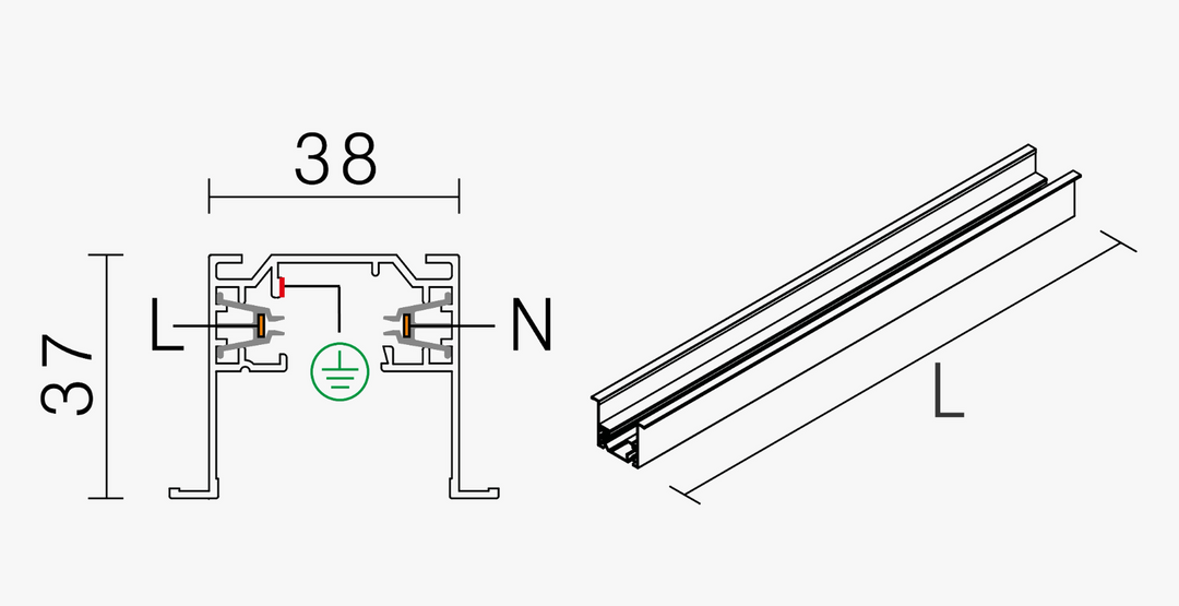 Vox high spotskinne innfelt 1 meter-Spotskinner 230V-NorDesign-Svart-381560105-Lightup.no