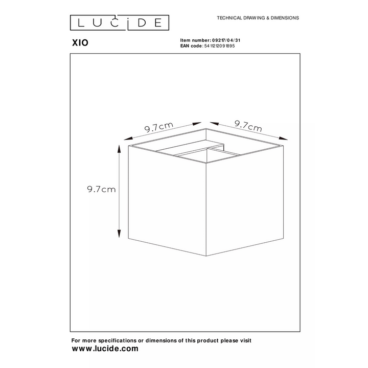 Xio square vegglampe opp/ned-Vegglamper-Lucide-Svart-LC09217/04/30-Lightup.no