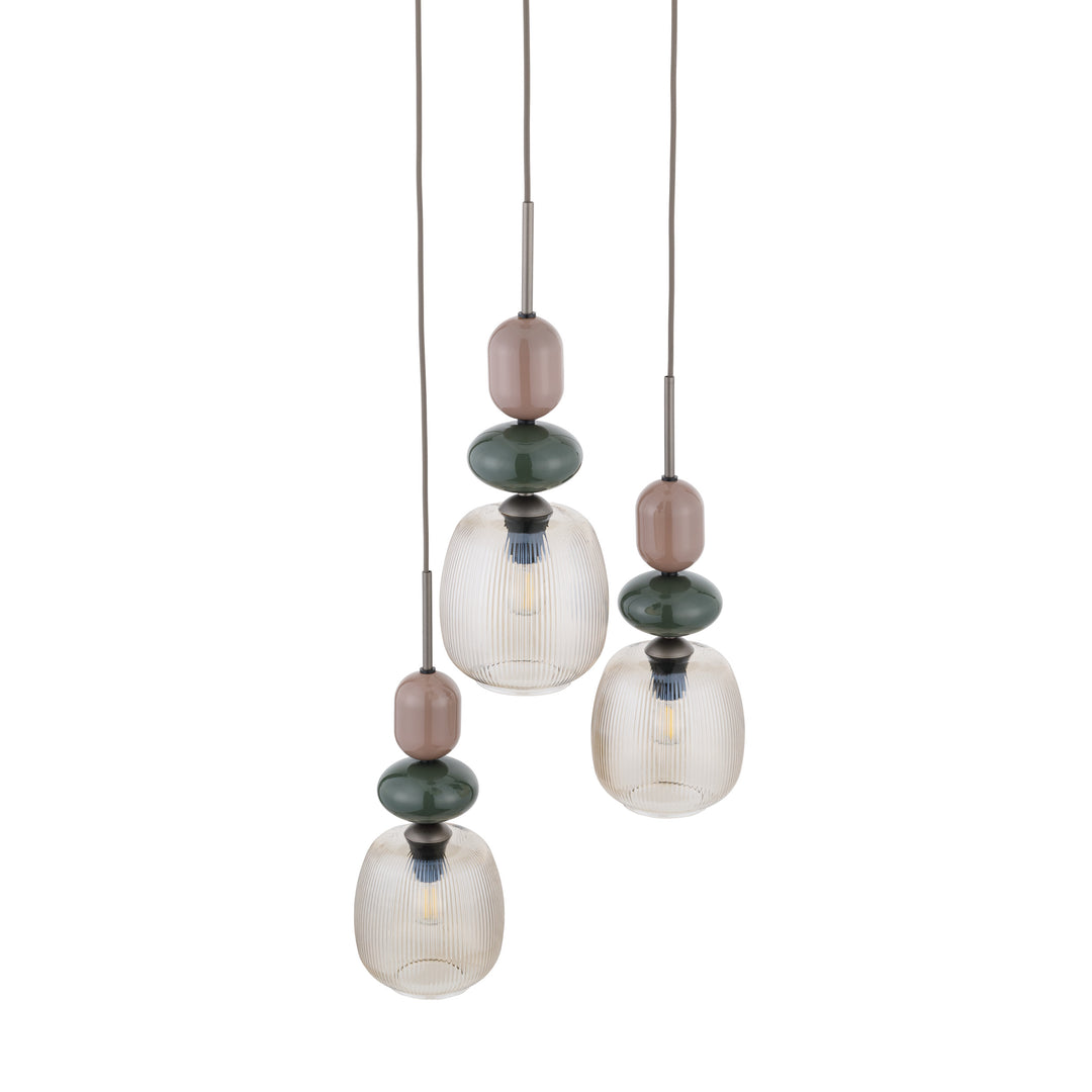 Zen botti takpendel 3-lys-Takpendler-TK Lighting-Brun / Grønn / Konjakk farget-TK-11877-Lightup.no