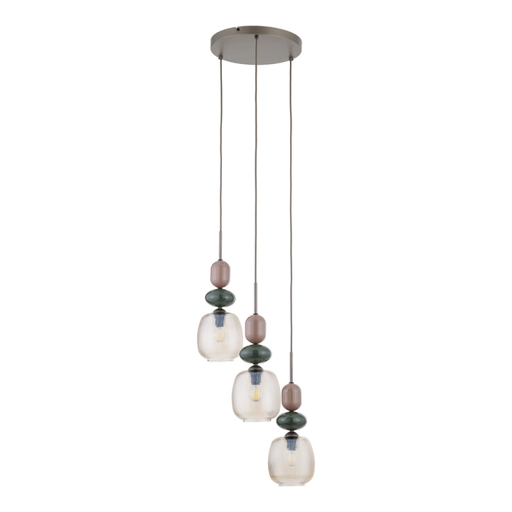 Zen botti takpendel 3-lys-Takpendler-TK Lighting-Brun / Grønn / Konjakk farget-TK-11877-Lightup.no
