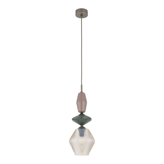 Zen fuso takpendel 1-lys-Takpendler-TK Lighting-Brun / Grønn / Konjakk farget-TK-11865-Lightup.no