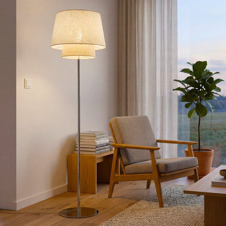 Doble gulvlampe - Krom/Beige