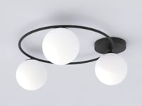 Sopra taklampe 3-lys - Svart/Opal
