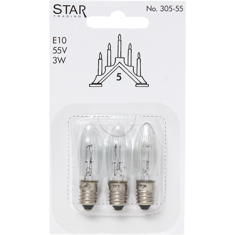 3W E10, LED (3 pk)-Julebelysning reservepærer-Star Trading-305-55-Lightup.no