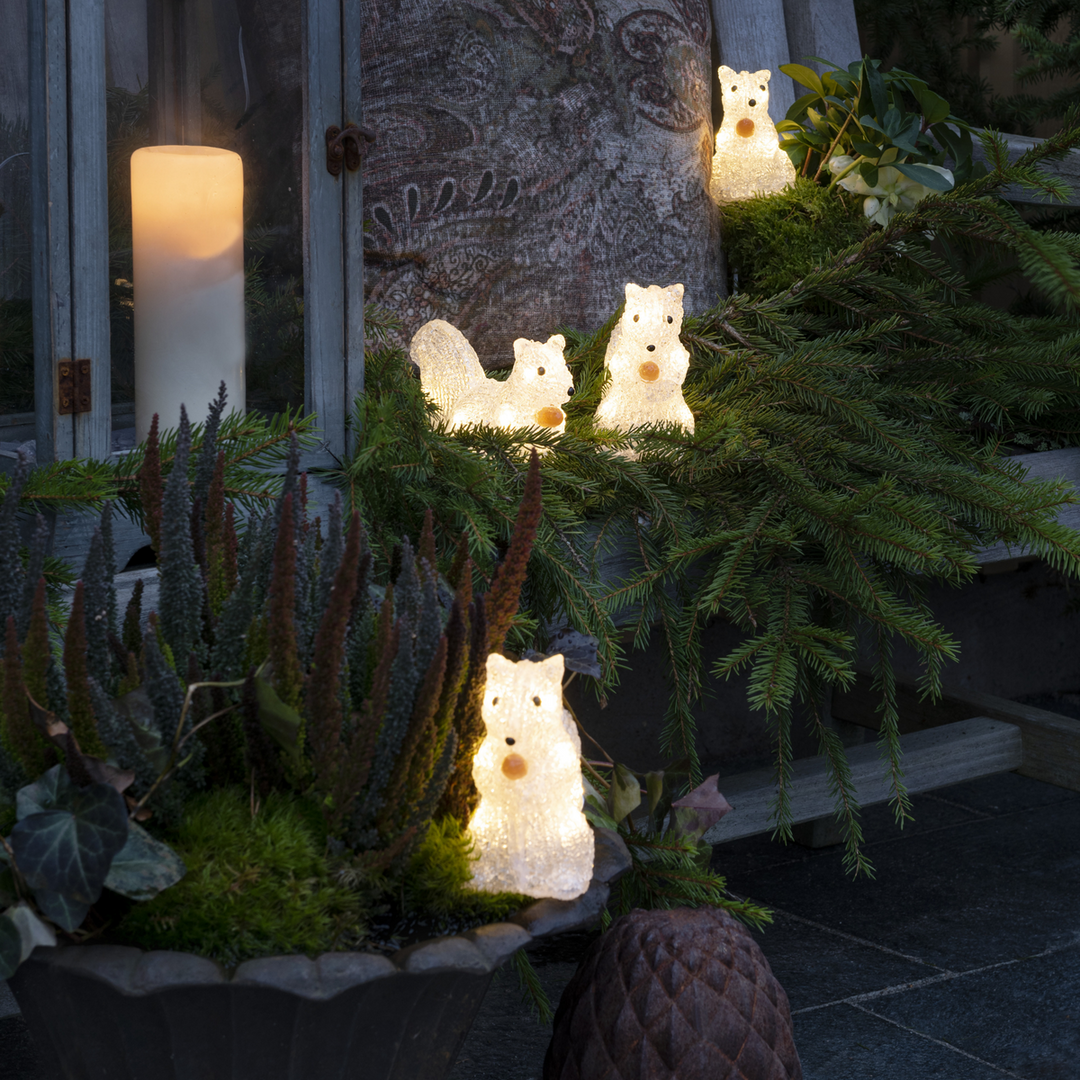 5 Ekorn med varmhvit LED IP44-Julebelysning dekor og pynt ute-Konstsmide-Hvit-6287-103-Lightup.no