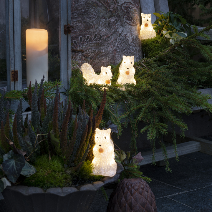 5 Ekorn med varmhvit LED IP44-Julebelysning dekor og pynt ute-Konstsmide-Hvit-6287-103-Lightup.no
