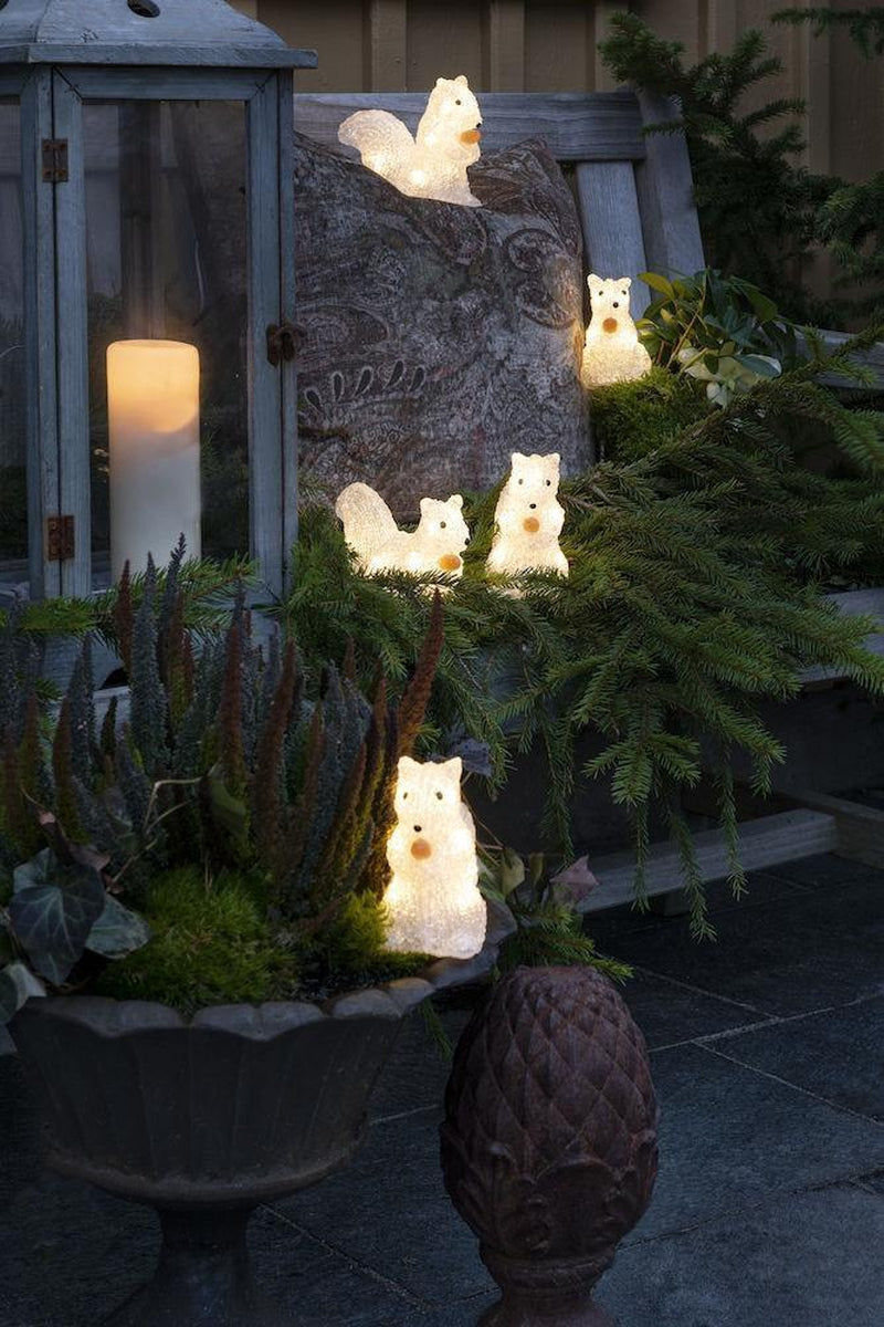 5 Ekorn med varmhvit LED IP44-Julebelysning dekor og pynt ute-Konstsmide-Hvit-6287-103-Lightup.no