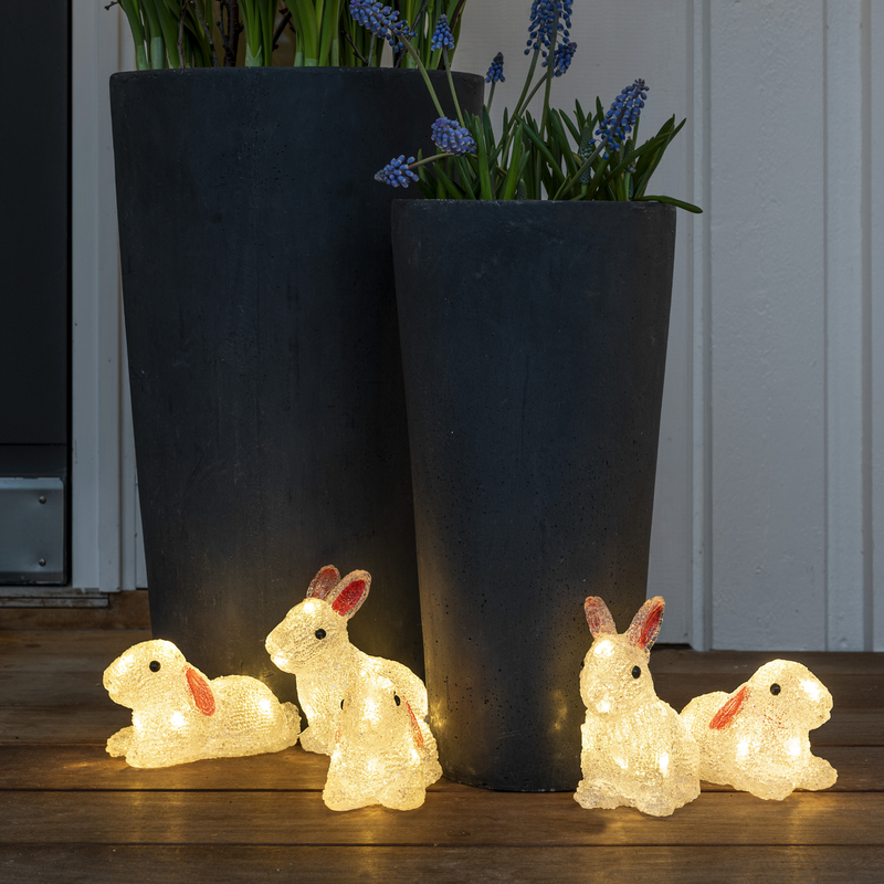 5 Kaniner med varmhvit LED IP44-Julebelysning dekor og pynt ute-Konstsmide-6289-103-Lightup.no