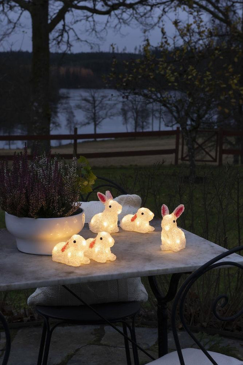 5 Kaniner med varmhvit LED IP44-Julebelysning dekor og pynt ute-Konstsmide-6289-103-Lightup.no
