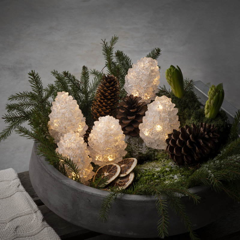 5 Kongler med varmhvit LED IP44-Julebelysning dekor og pynt ute-Konstsmide-6290-103-Lightup.no