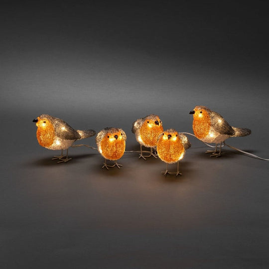 5 fugler med varmhvit LED IP44-Julebelysning dekor og pynt ute-Konstsmide-6245-103-Lightup.no
