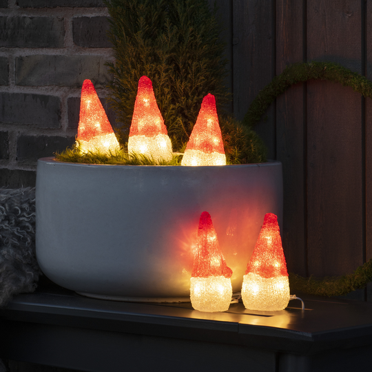 5 nisser med varmhvit LED IP44 - 11 cm-Julebelysning dekor og pynt ute-Konstsmide-Hvit-6237-103-Lightup.no