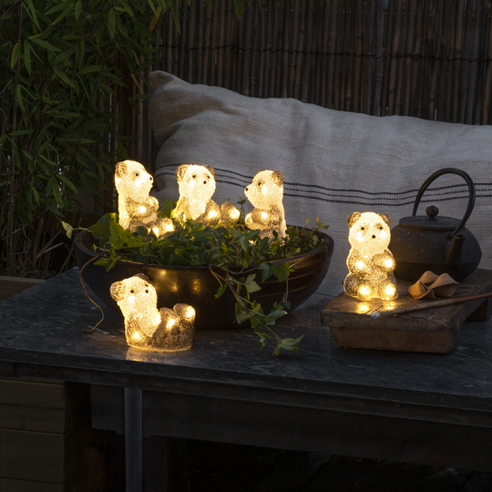 5 panda i akryl 11,5 cm-Julebelysning dekor og pynt ute-Konstsmide-6234-103-Lightup.no