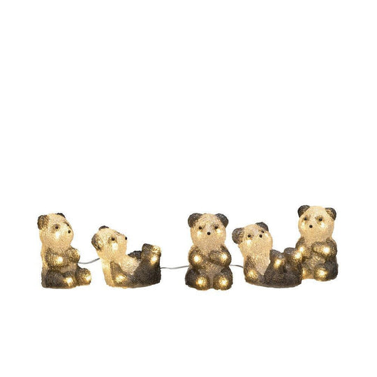 5 panda i akryl 11,5 cm-Julebelysning dekor og pynt ute-Konstsmide-6234-103-Lightup.no