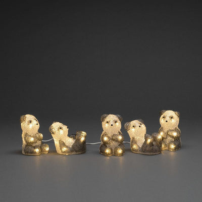 5 panda i akryl 11,5 cm-Julebelysning dekor og pynt ute-Konstsmide-6234-103-Lightup.no
