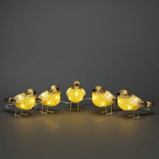 5 spurv i akryl LED IP44-Julebelysning dekor og pynt ute-Konstsmide-Akryl-6291-103-Lightup.no