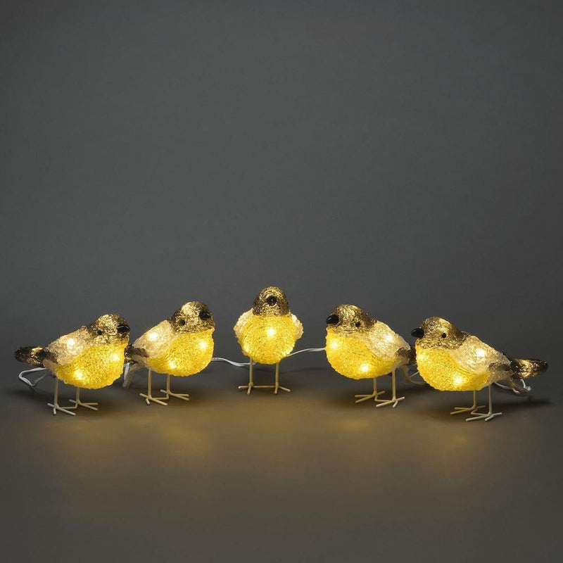 5 spurv i akryl LED IP44-Julebelysning dekor og pynt ute-Konstsmide-6291-103-Lightup.no