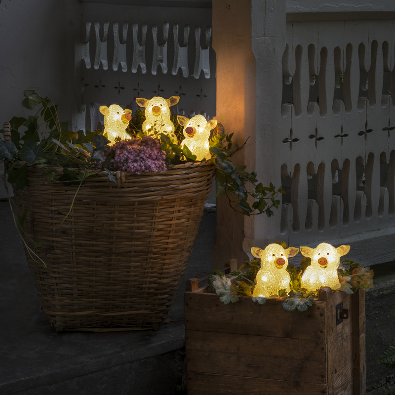5 transparent griser i akryl 12,5 cm-Julebelysning dekor og pynt ute-Konstsmide-6232-103-Lightup.no