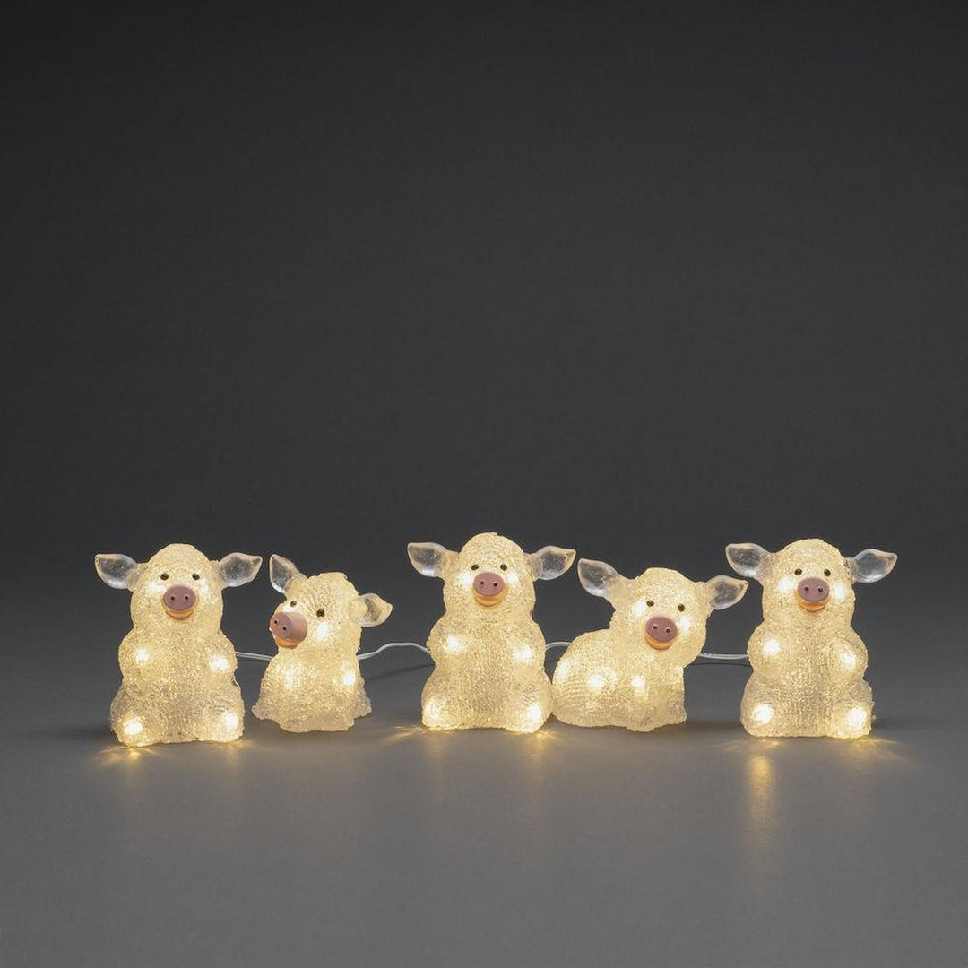5 transparent griser i akryl 12,5 cm-Julebelysning dekor og pynt ute-Konstsmide-6232-103-Lightup.no