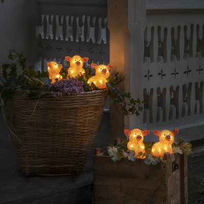5 transparent griser i akryl 12,5 cm - Rosa-Julebelysning dekor og pynt ute-Konstsmide-6232-343-Lightup.no