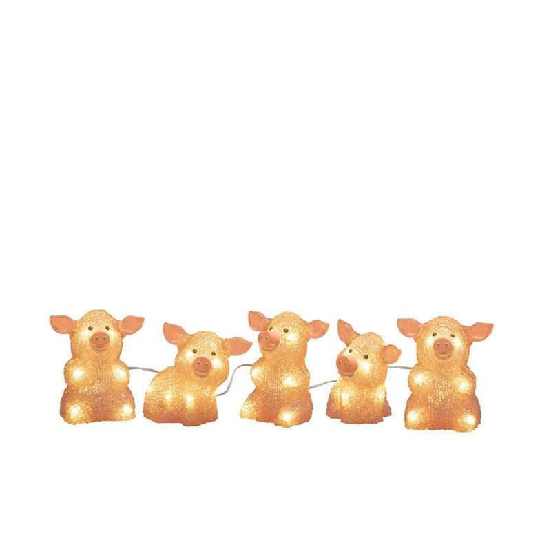 5 transparent griser i akryl 12,5 cm - Rosa-Julebelysning dekor og pynt ute-Konstsmide-6232-343-Lightup.no