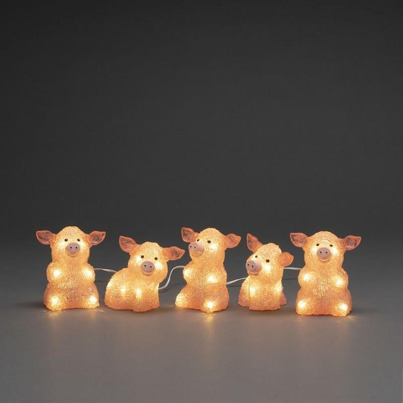 5 transparent griser i akryl 12,5 cm - Rosa-Julebelysning dekor og pynt ute-Konstsmide-6232-343-Lightup.no