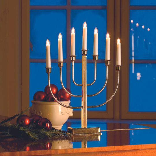 7 armet adventsstake - messing-Julebelysning adventsstake-Konstsmide-Messing-2466-800TR-Lightup.no