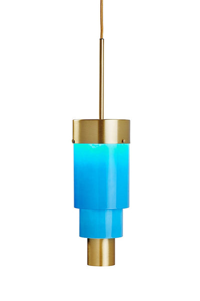 A-spire takpendel 14 cm 16W 3000K dimbar - Opal blå/Børstet messing-Takpendler-EBB & FLOW-LA102003-Lightup.no