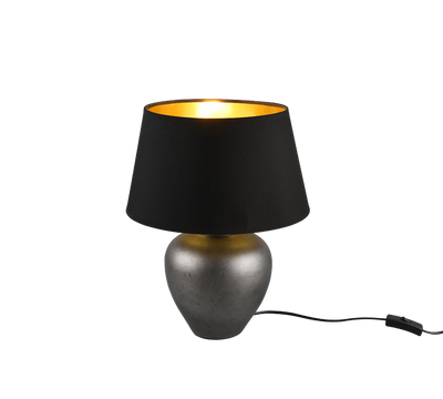 Abby bordlampe 36 cm - Antikk nikkel/Svart og gullfarget skjerm-Bordlamper-Reality-Trl__R50601902-Lightup.no