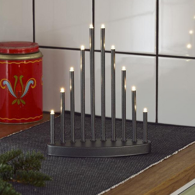Adventsstake 10 armet - Antrasitt-Julebelysning adventsstake-Konstsmide-2401-370TR-Lightup.no