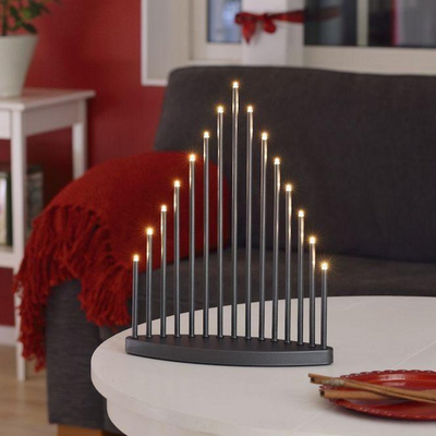 Adventsstake 15 LED - Antrasitt grå-Julebelysning adventsstake-Konstsmide-2495-370TR-Lightup.no