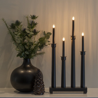 Adventsstake 4 armer - Svart-Julebelysning adventsstake-Konstsmide-3977-711EE-Lightup.no