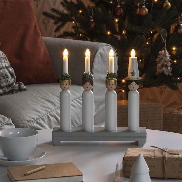 Adventsstake 4 armet Lucia kor-Julebelysning adventsstake-Konstsmide-Hvit-3994-320-Lightup.no