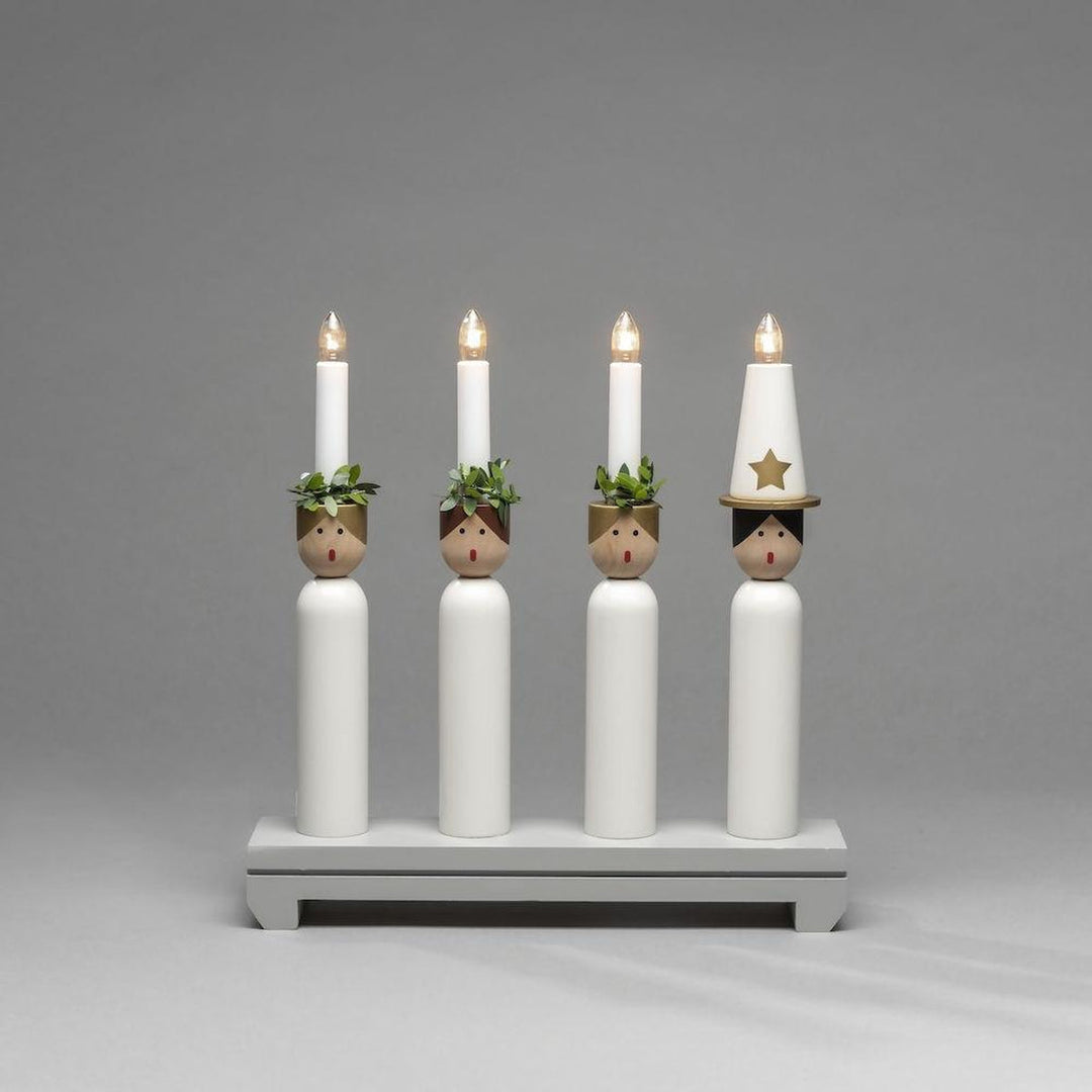 Adventsstake 4 armet Lucia kor-Julebelysning adventsstake-Konstsmide-Hvit-3994-320-Lightup.no