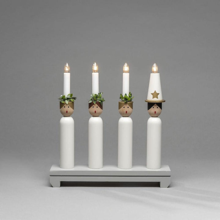 Adventsstake 4 armet Lucia kor-Julebelysning adventsstake-Konstsmide-Hvit-3994-320-Lightup.no