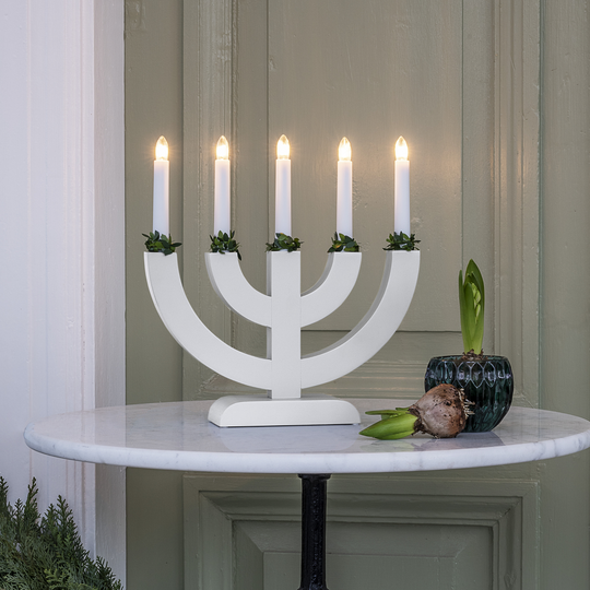 Adventsstake 5 armet - Hvit-Julebelysning adventsstake-Konstsmide-Hvit-3988-219-Lightup.no