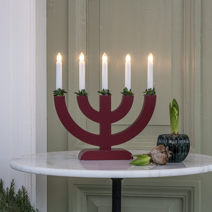 Adventsstake 5 armet - Rød-Julebelysning adventsstake-Konstsmide-3988-519-Lightup.no