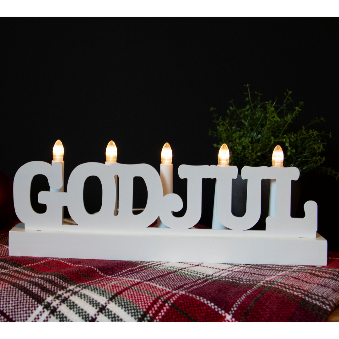 Adventsstake 5lys god jul - Hvit-Julebelysning adventsstake-Scanlight-169110-Lightup.no