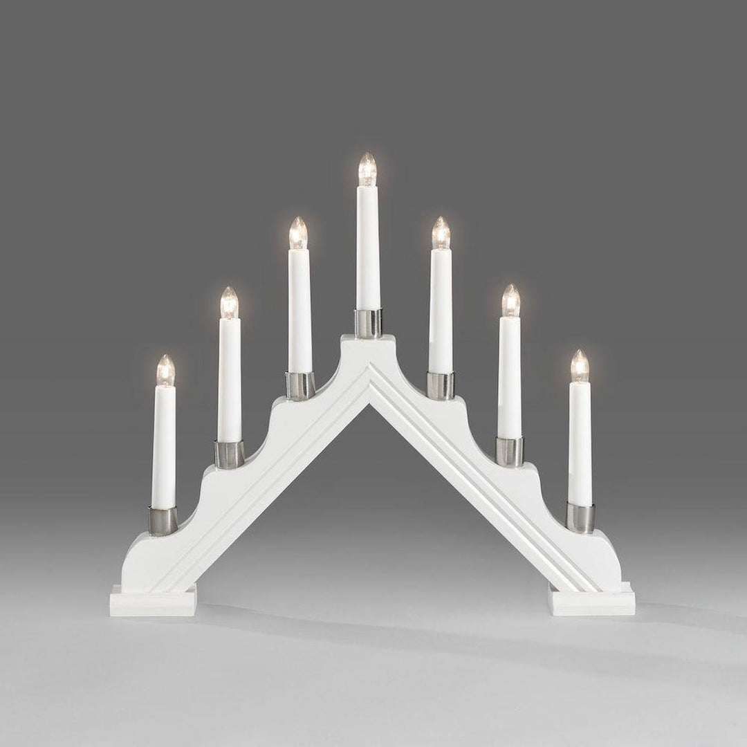 Adventsstake 7 armet - Hvit-Julebelysning adventsstake-Konstsmide-1041-210-Lightup.no