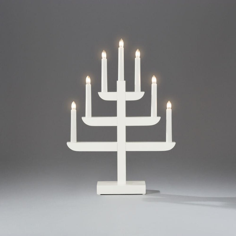 Adventsstake 7 armet - Hvit-Julebelysning adventsstake-Konstsmide-2540-210-Lightup.no