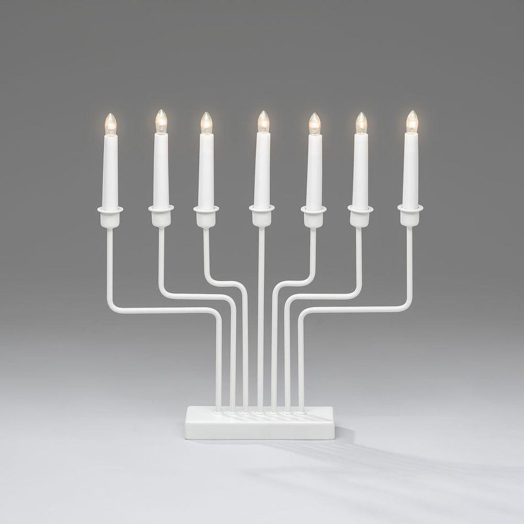 Adventsstake 7 armet - Hvit-Julebelysning adventsstake-Konstsmide-3528-215TR-Lightup.no
