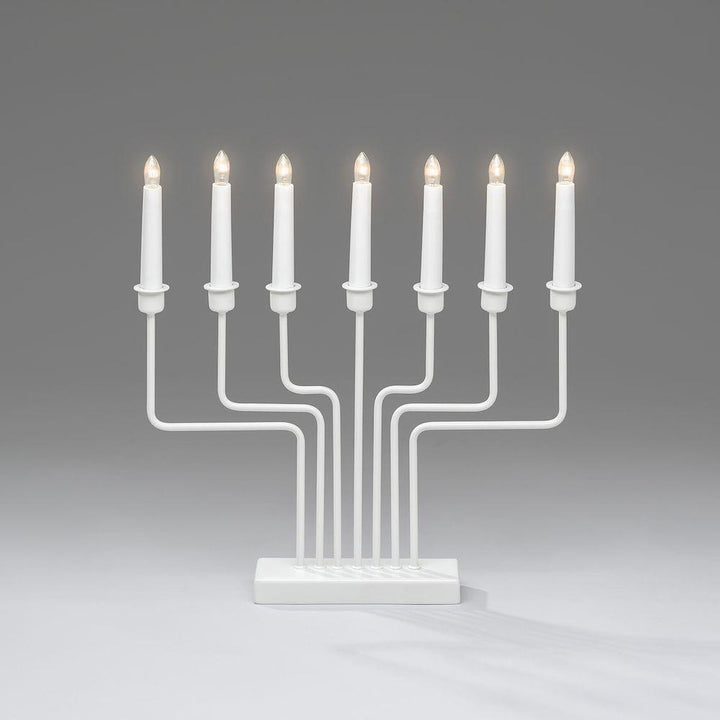 Adventsstake 7 armet - Hvit-Julebelysning adventsstake-Konstsmide-3528-215TR-Lightup.no