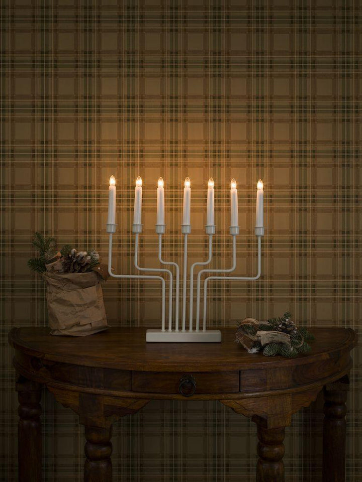 Adventsstake 7 armet - Hvit-Julebelysning adventsstake-Konstsmide-3528-215TR-Lightup.no