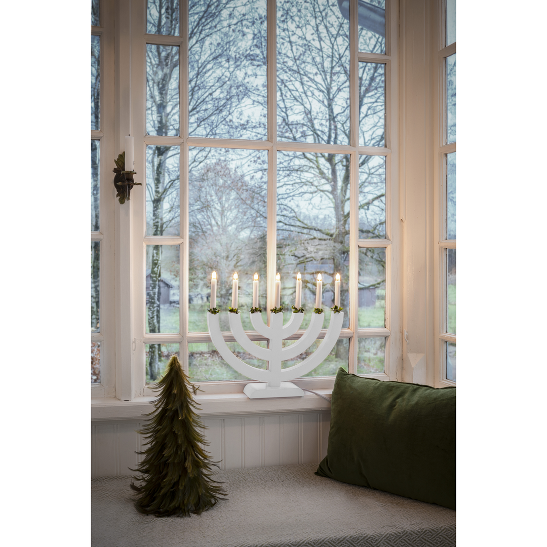 Adventsstake 7 armet - Hvit-Julebelysning adventsstake-Konstsmide-3987-219-Lightup.no