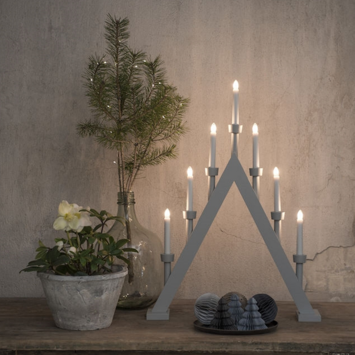 Adventsstake 7 armet - Hvit-Julebelysning adventsstake-Konstsmide-3990-210-Lightup.no