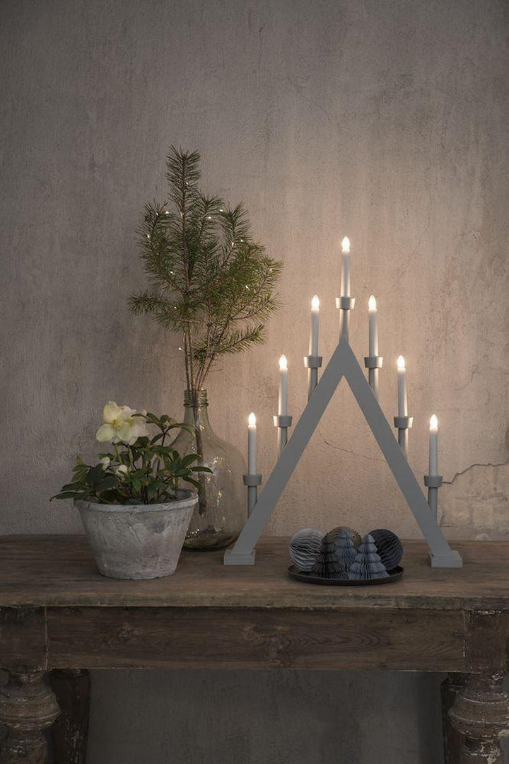 Adventsstake 7 armet - Hvit-Julebelysning adventsstake-Konstsmide-3990-210-Lightup.no