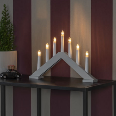 Adventsstake 7 armet - Matt beige-Julebelysning adventsstake-Konstsmide-3985-975-Lightup.no