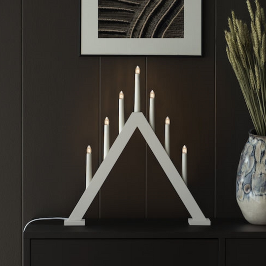 Adventsstake 7 armet - Matt hvit-Julebelysning adventsstake-Konstsmide-Hvit-3931-205-Lightup.no
